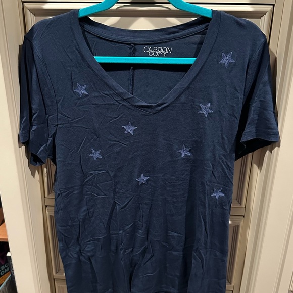 Carbon Copy Stars Navy Blue Shirt Medium - Picture 1 of 5